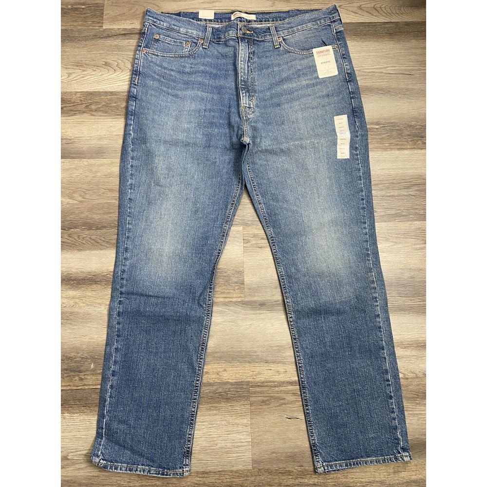 Mens Signature Levi Strauss Athletic Blue Jeans 40x32 Flex Moves With You Taper